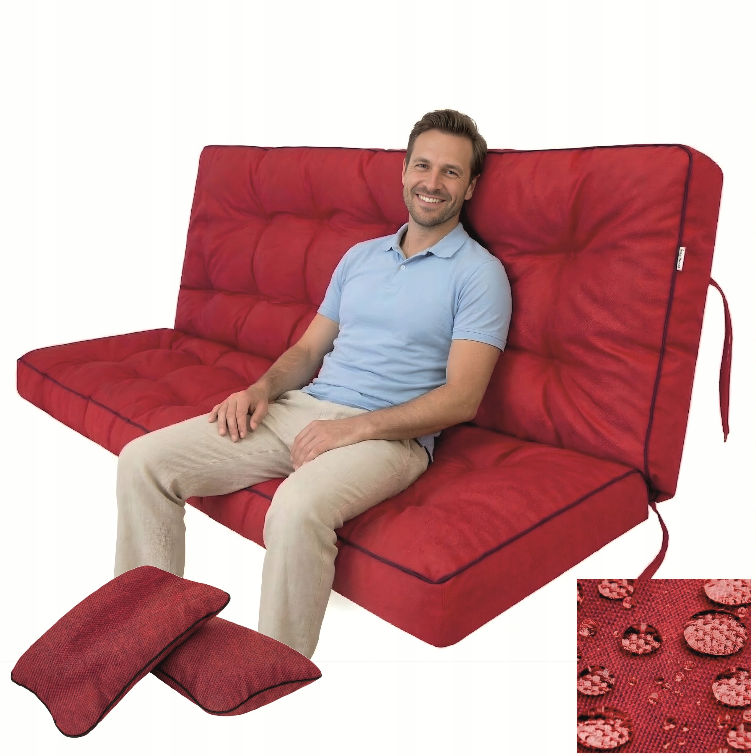 Vankúš na hojdačku na záhradnú lavičku 150 cm, hrubý, vodotesný 2 ks