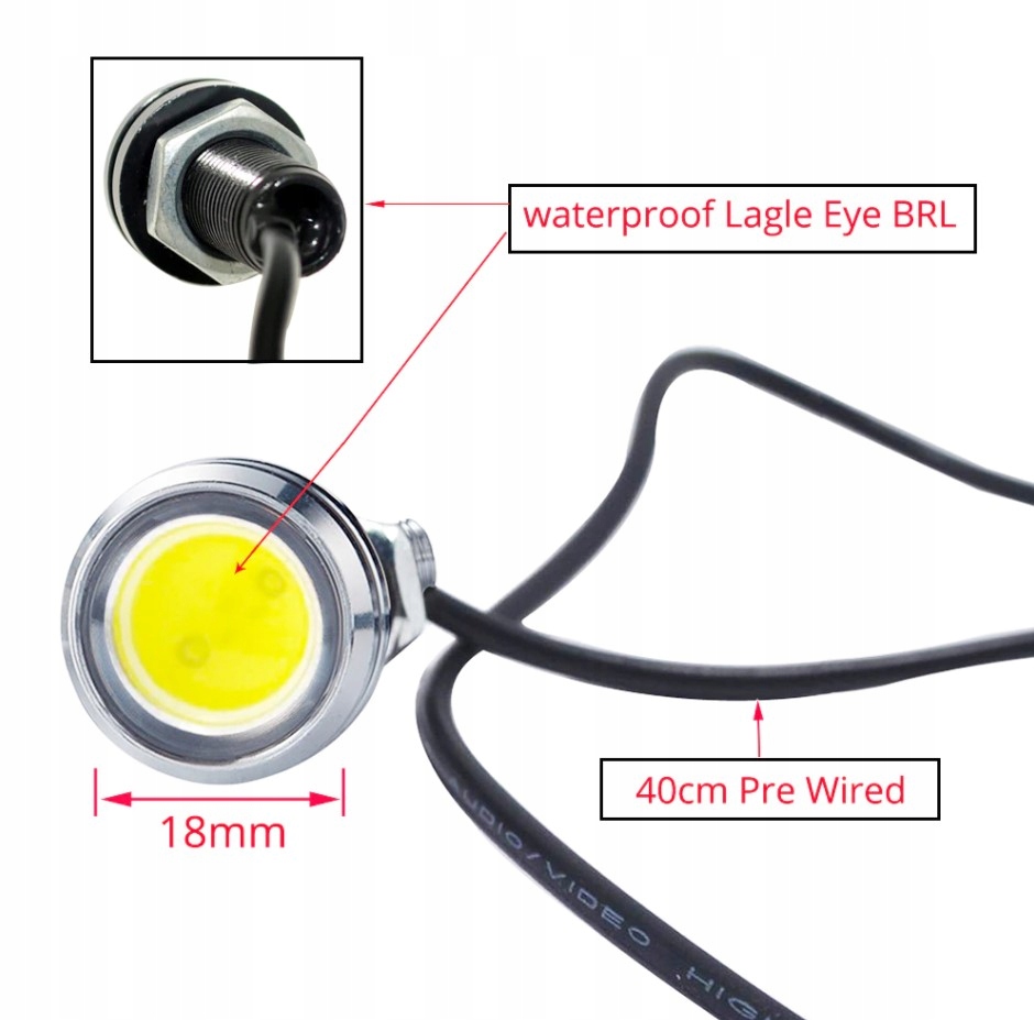 DRL LED WODOODPORNY 18 mm SLIVER SHELL 12V BLUE Producent części Inny