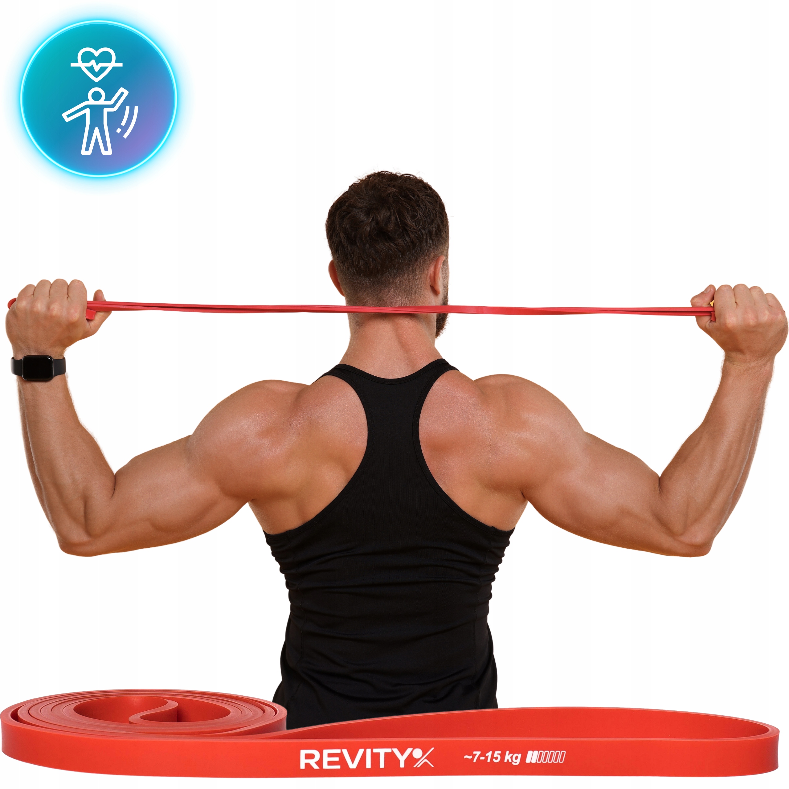 TAŚMA GUMA OPOROWA DO ĆWICZEŃ FITNESS CROSSFIT REHABILITACJI CZERWONA Grubość 13 mm