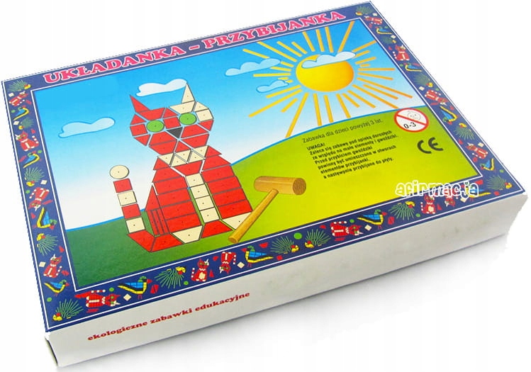 DREWNIANA UKŁADANKA PRZYBIJANKA Z MŁOTECZKIEM Wiek dziecka 3 lata +