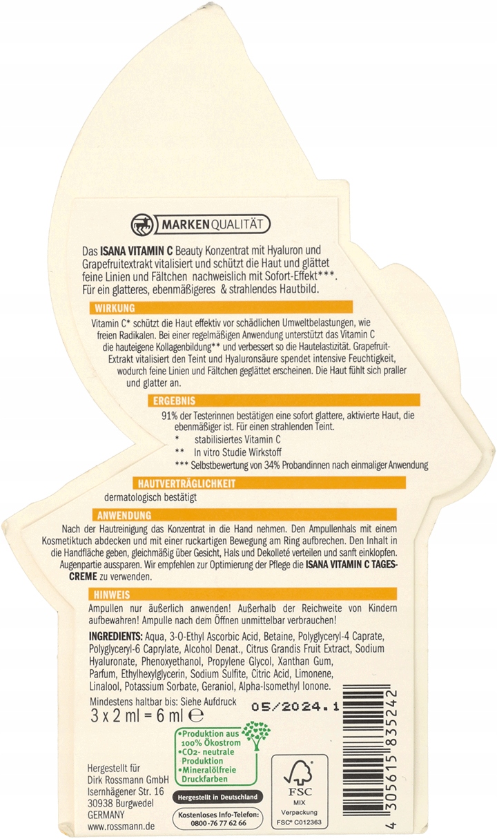 ISANA VITAMIN C SERUM DO TWARZY W AMPUŁKACH Marka Isana