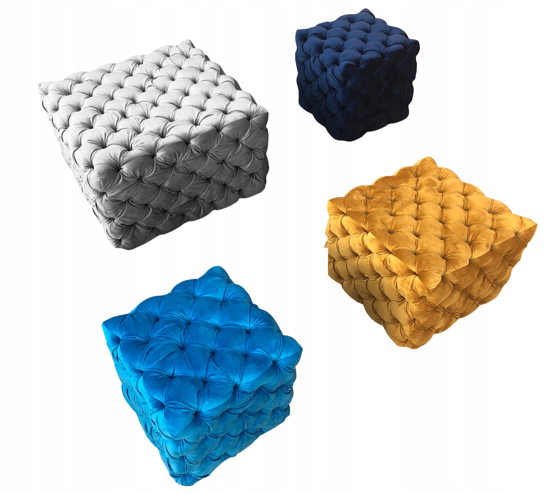 PUFA Kostka Kwadratowa Pikowana GLAMOUR do Salonu Wysokość mebla 42 cm