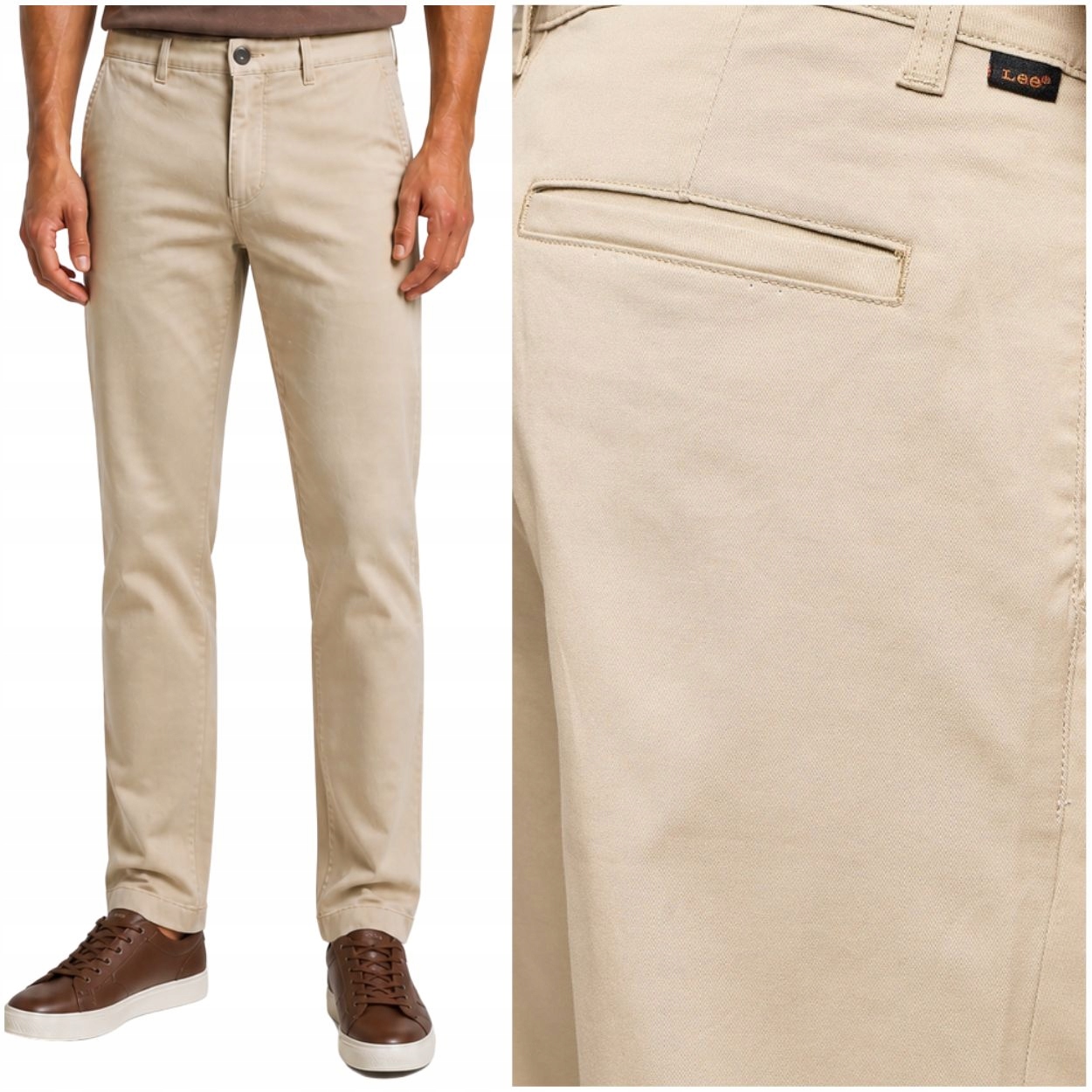 Lee Regular Chino Stone bavlněné látkové kalhoty chinosy W31 L34