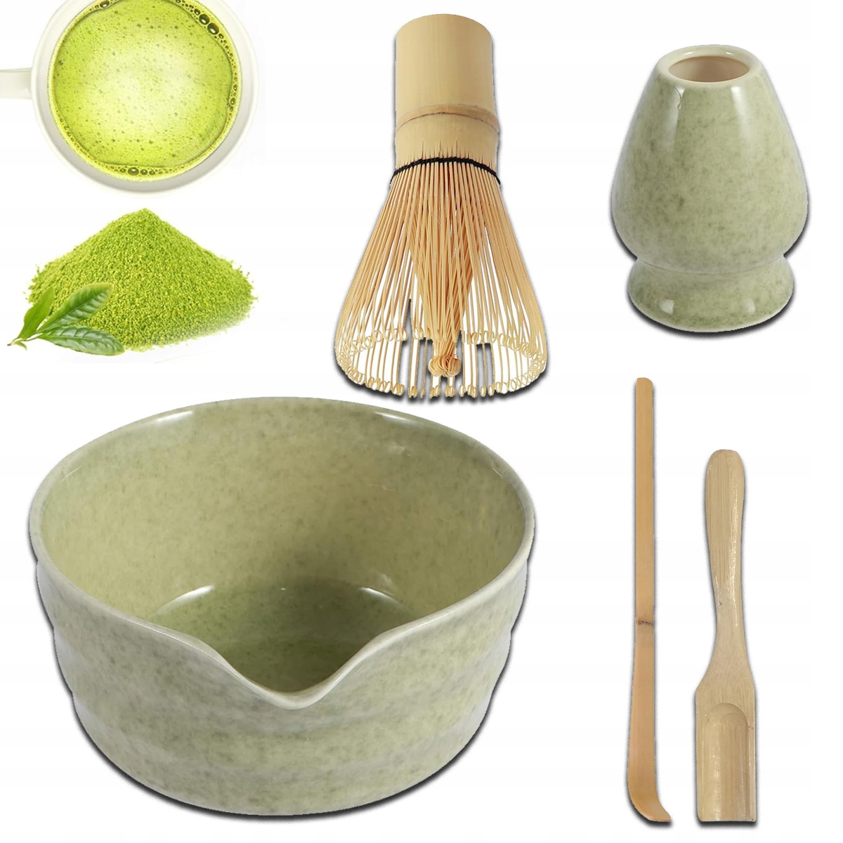 Levně Bambusová Dárková Sada Čaje Matchy Chashaku Šlehací Metla Lžíce