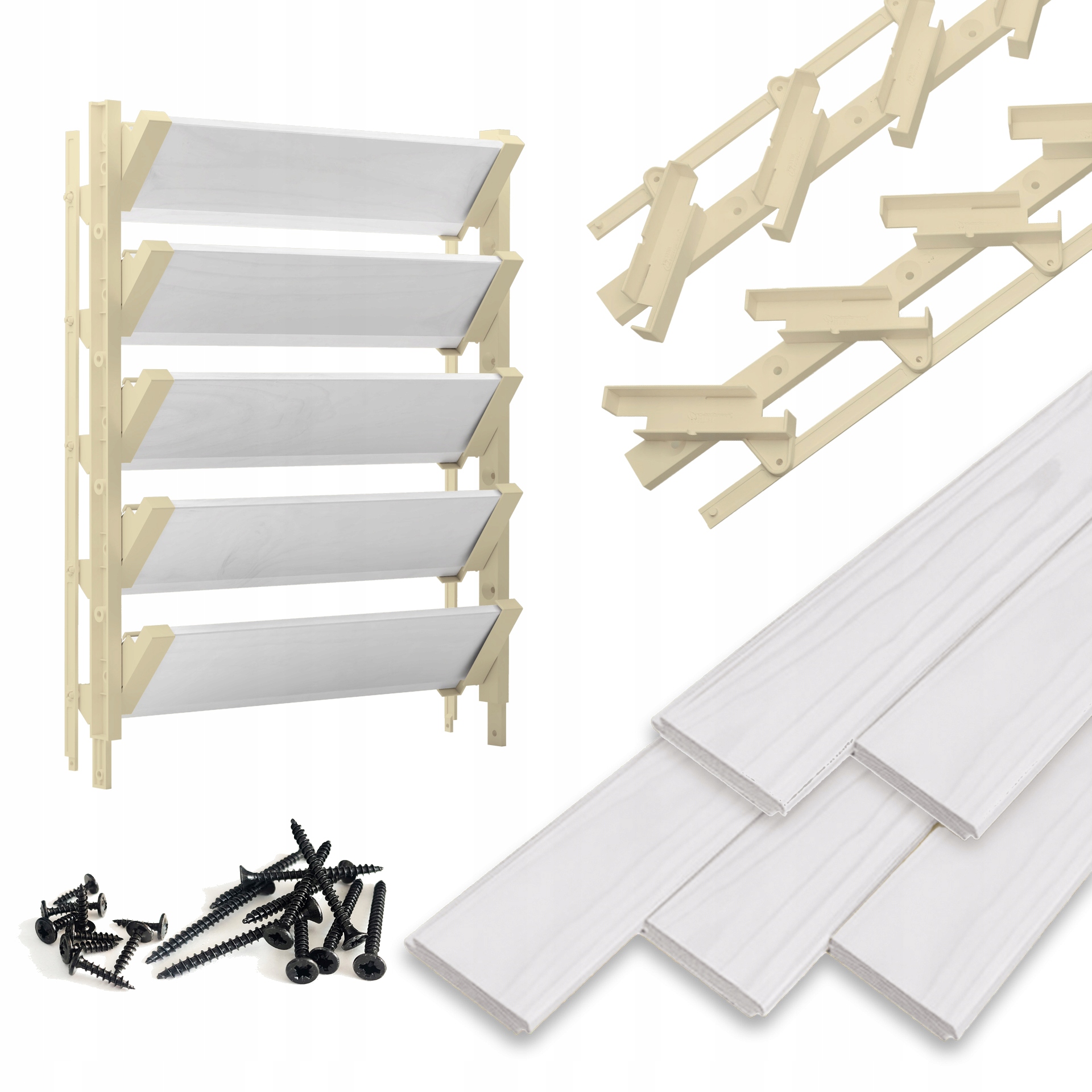 Pohyblivé dosky Biele 5 ks Shutters System Hdpe Terasové žalúzie Béžová