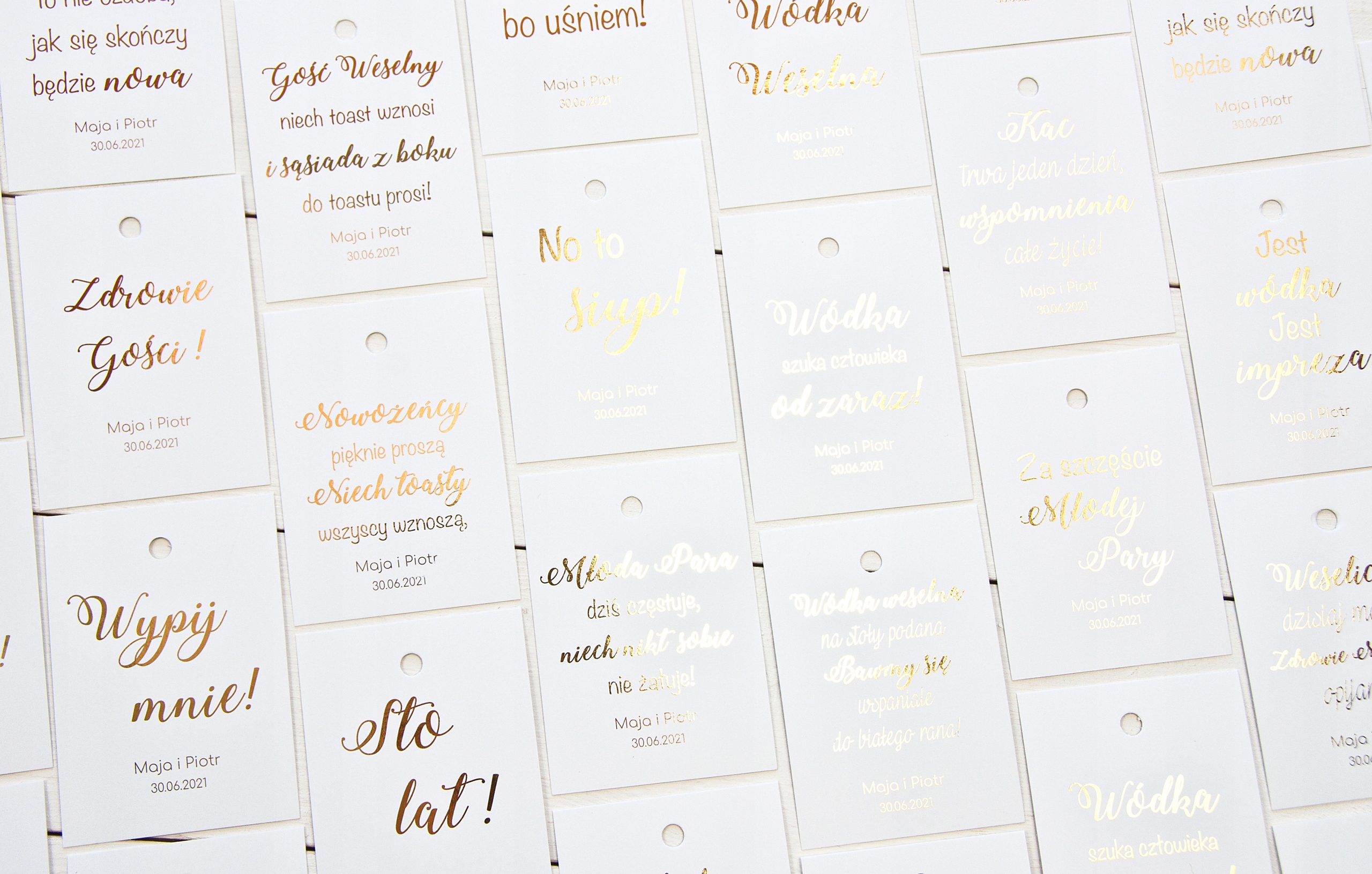 Zawieszki na butelki ZŁOCONE - 30 SZTUK Grubość papieru 300 g