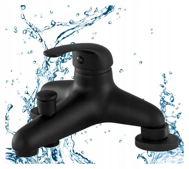 Čierna Klasická Vaňová Batéria Do Kúpeľne, 2 Otvory, Alfa