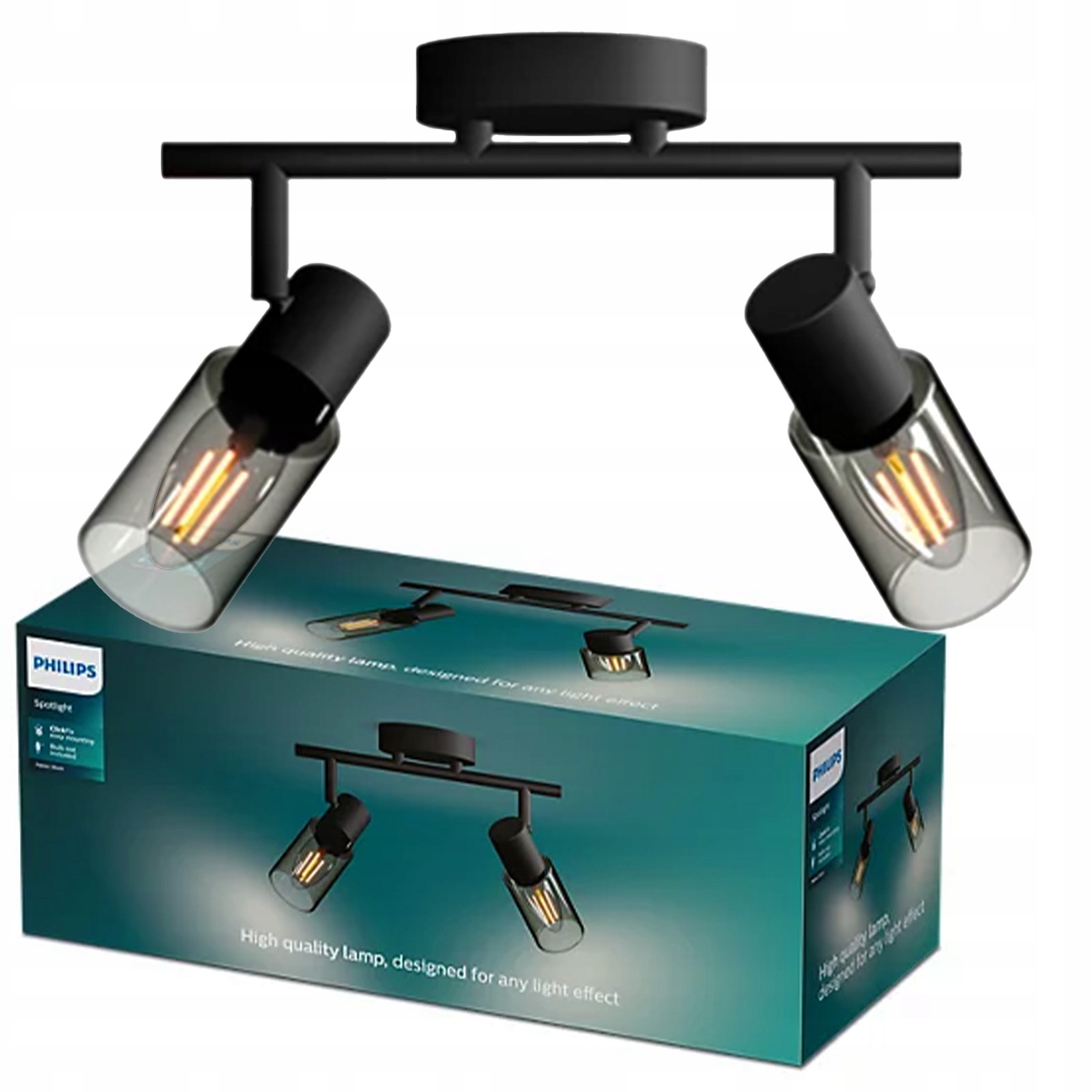 Stropní Svítidlo Reflektor Svítidlo 2x E14 Černá Palms Philips