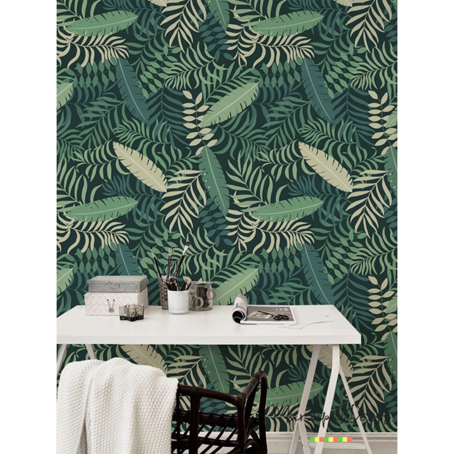 

Flizelina tapeta Palma pastelowa z liści 104x70cm