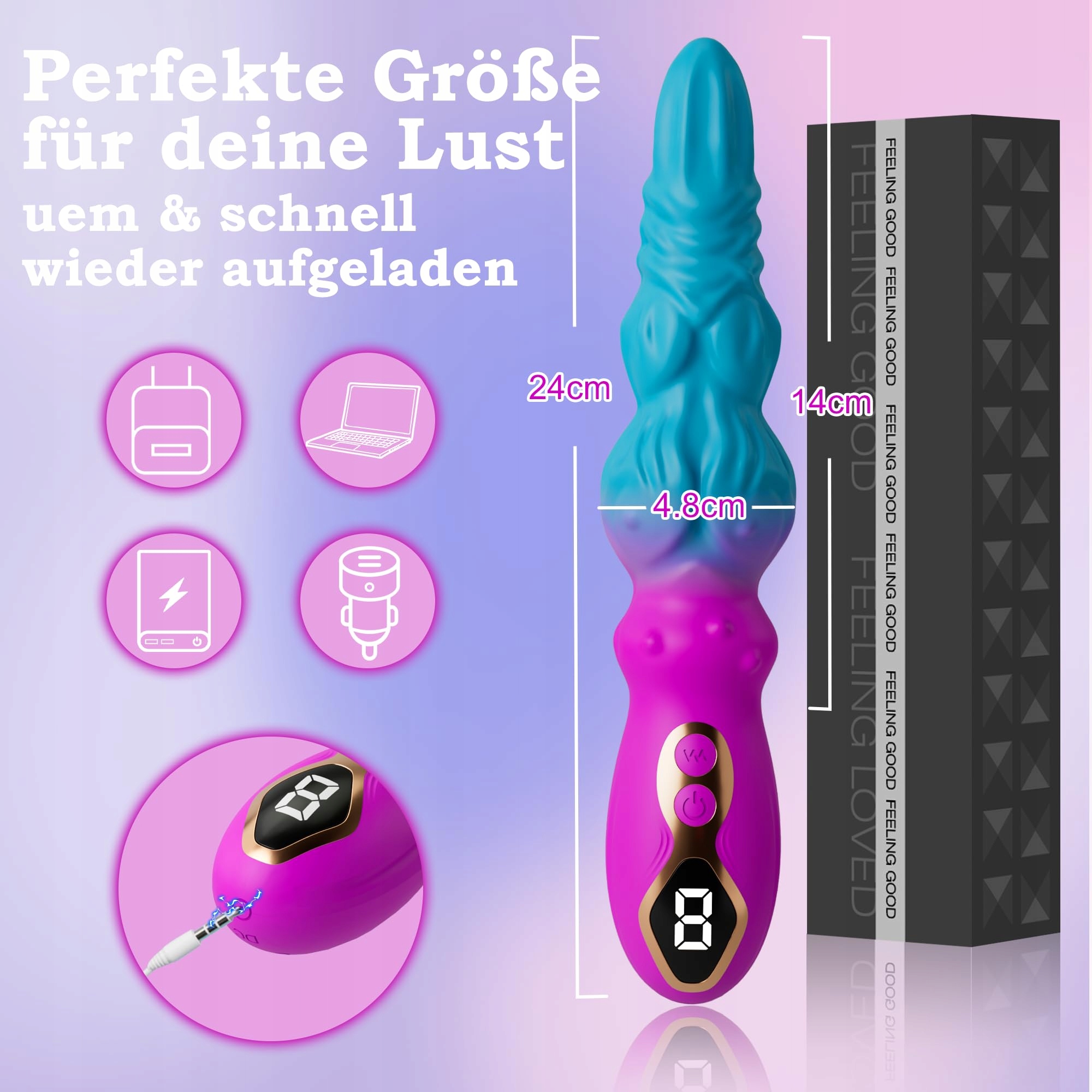 MONSTER Wibrator Dildo 24cm Dla Kobiet i Mężczyzn Stymulacja G i Prostaty — miniatura 5