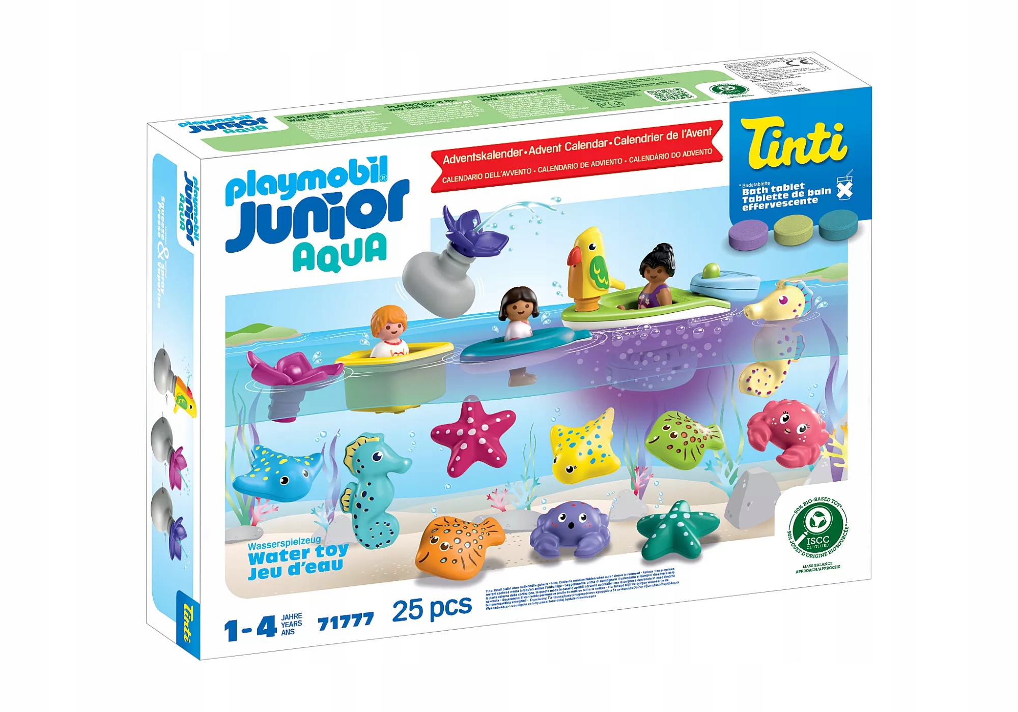 Адвент-календарь Playmobil Junior 71777, игры в ванне: лодка и таблетки для ванны, от 1 года