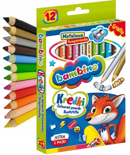

Kredki Bambino 12 Kol Grube temperówka