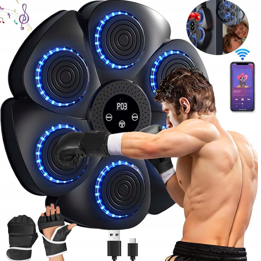 Elektronický Boxovací Stroj Bluetooth S Hudbou A Podsvícením Rukavic