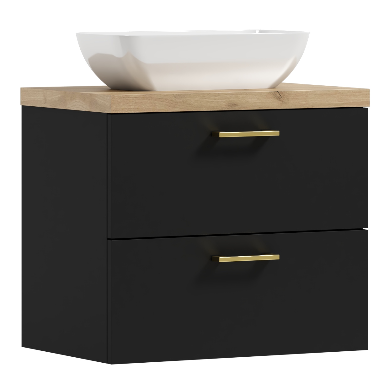 Szafka łazienkowa PODWIESZANA LUNA 60 z blatem umywalka PROSTOKĄTNA KOLORY Wykończenie matowe