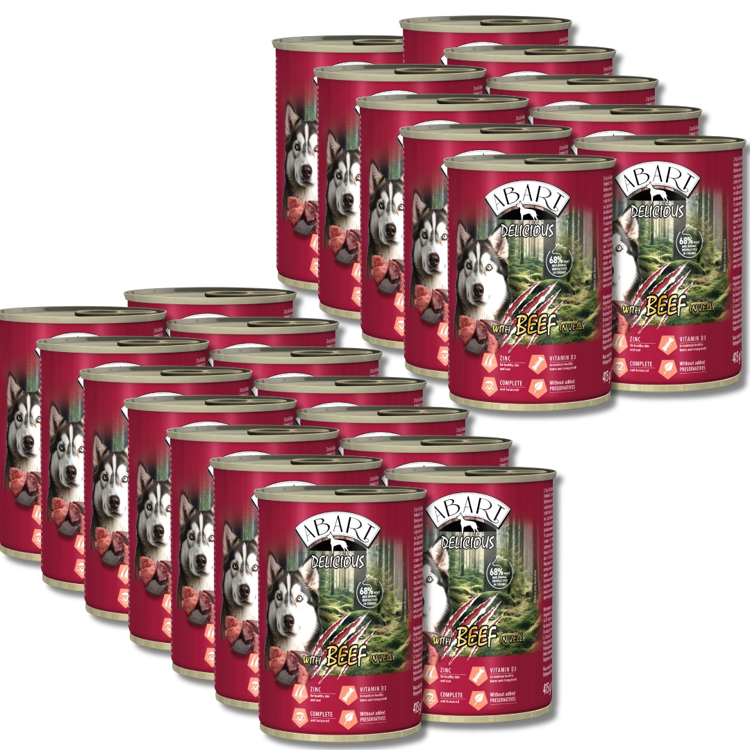 Levně Abart Delicious Sada konzerv pro psa 415g Hovězí maso v gal. 14+10 Bonus