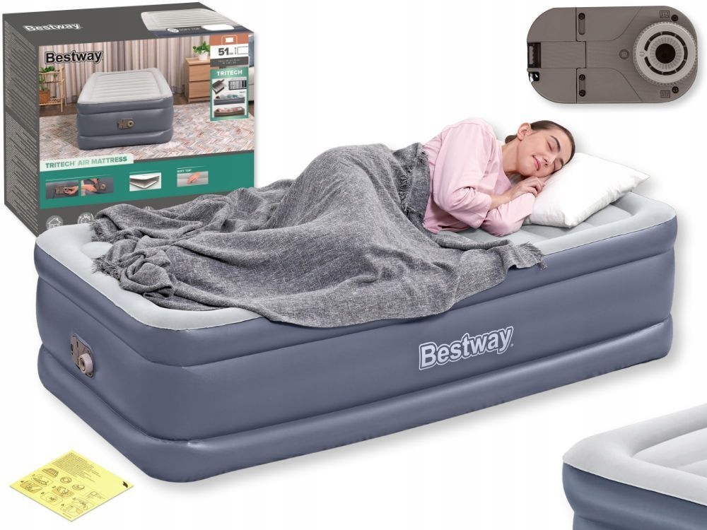 Materac Dmuchany Jednoosobowy 97x191x51 Bestway 6713G z Pompką Wbudowaną