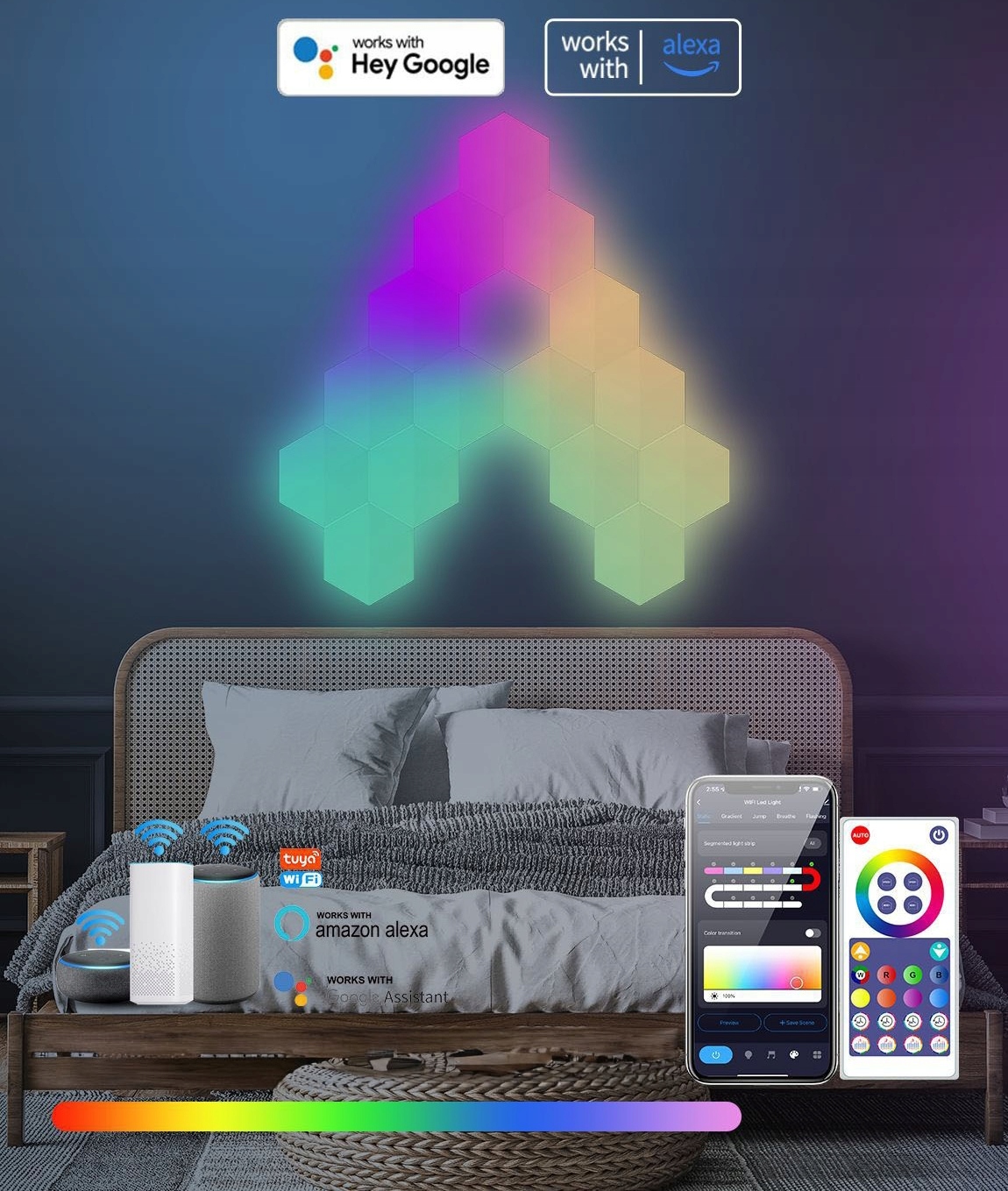 LAMPA LED ZESTAW 6 X PANEL HEKSAGON WIFI SMART TUYA RGB BIAŁY INTELIGENTNA Marka AKB-Poland