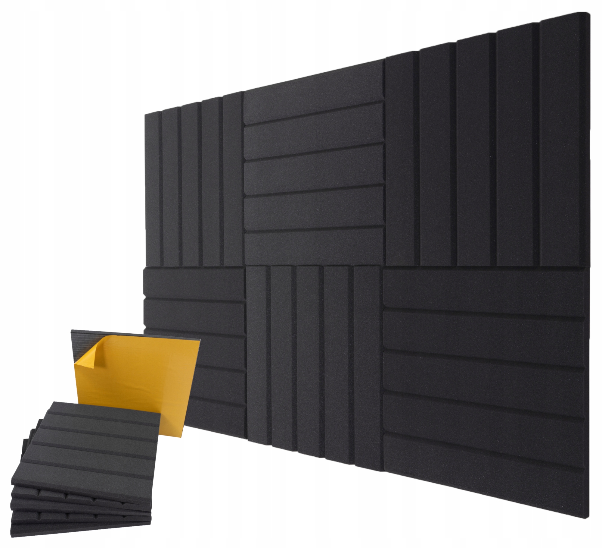 Sada akustických a dekoračních panelů, sada 6 Ks. Samolepící lamely