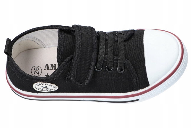 AMERICAN CLUB TEN85 TENISÓWKI, TRAMPKI DZIECIĘCE WKŁADKA SKÓRZANA RZEP B 26 Kolor czarny