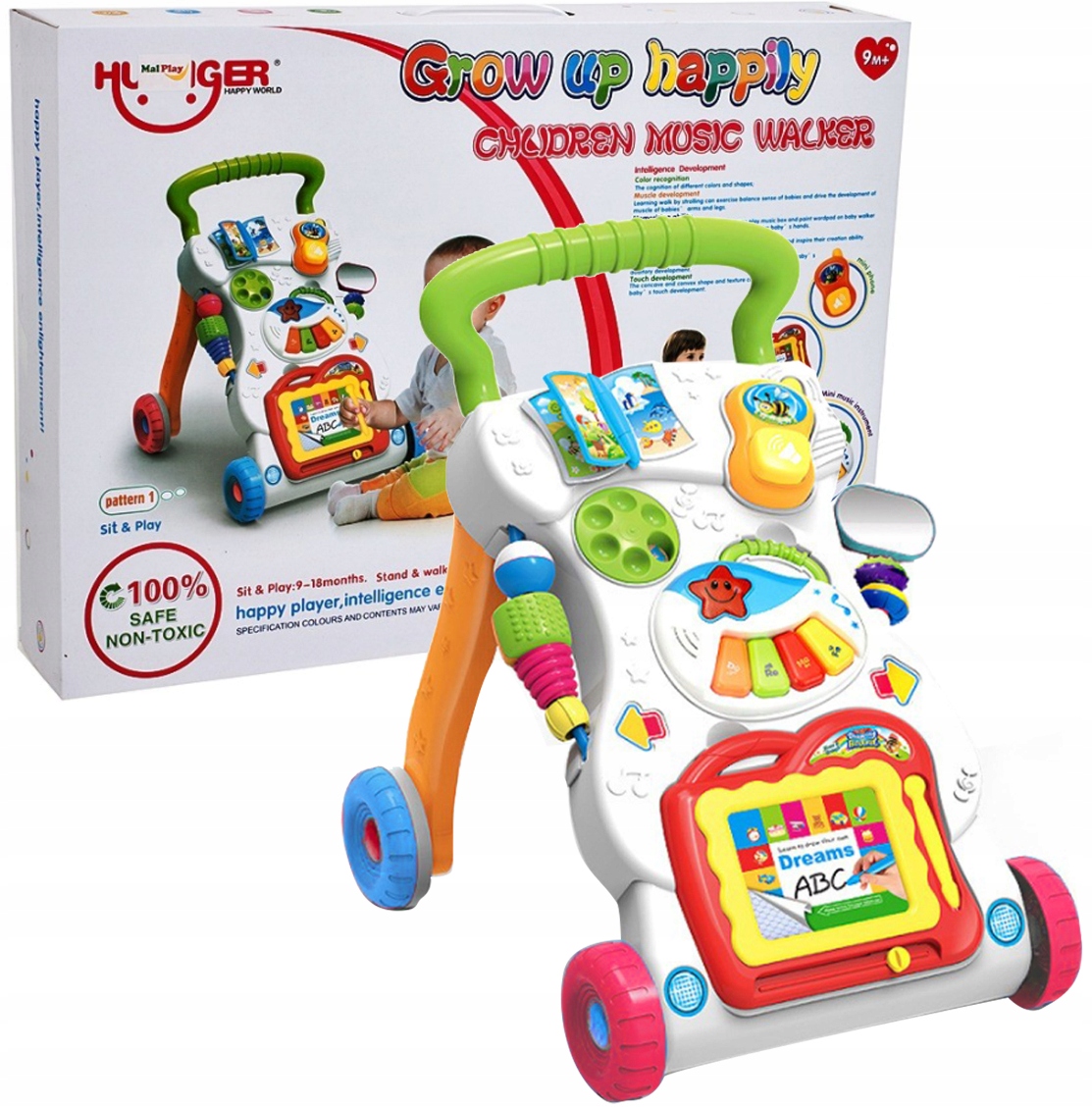 Interaktywny Jeździk Chodzik Dla Dzieci Edukacyjny Pchacz Centrum Zabaw Efekty dźwiękowe