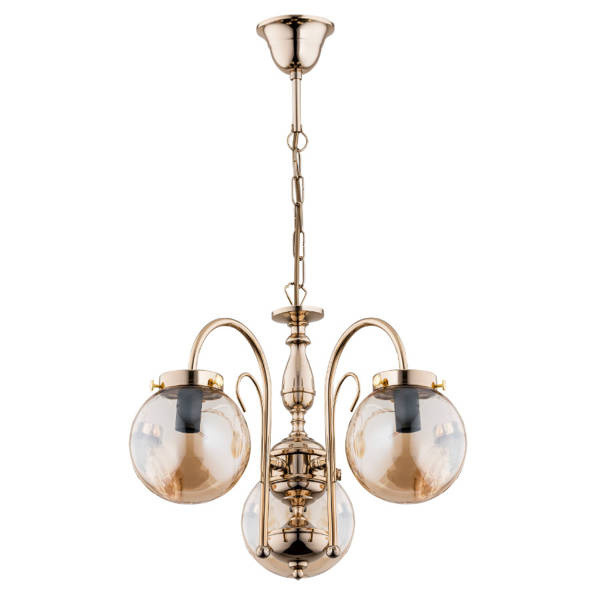 Klasický luster Art Deco zlaté sklenené gule 3 body do obývačky Alfa