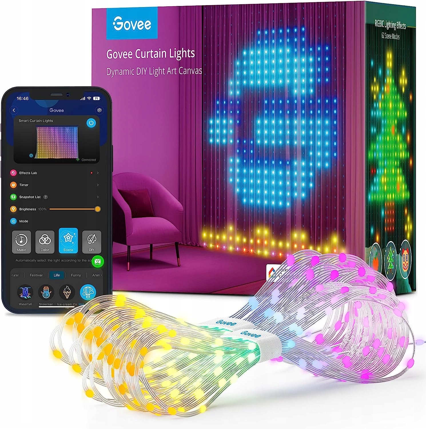 Světelný Závěs Osvětlení Rgb Govee H70B1 520 Led Lampičky 1,5X2M Set