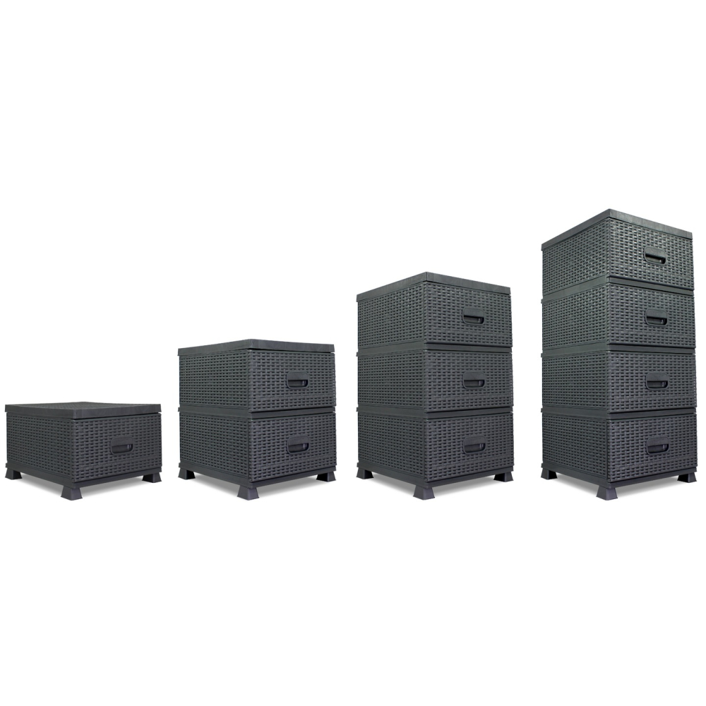 KOMODA SZAFKA REGAŁ PLASTIKOWY Z 4 SZUFLADAMI DO ŁAZIENKI SZARA RATTAN M3 Kod producenta KAS0357/4A