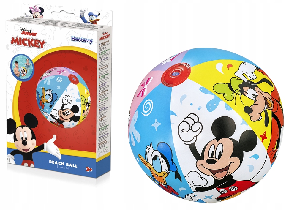 Piłka Plażowa Myszka Miki 51cm Bestway Minnie Dmuchana Na Basen Plażę