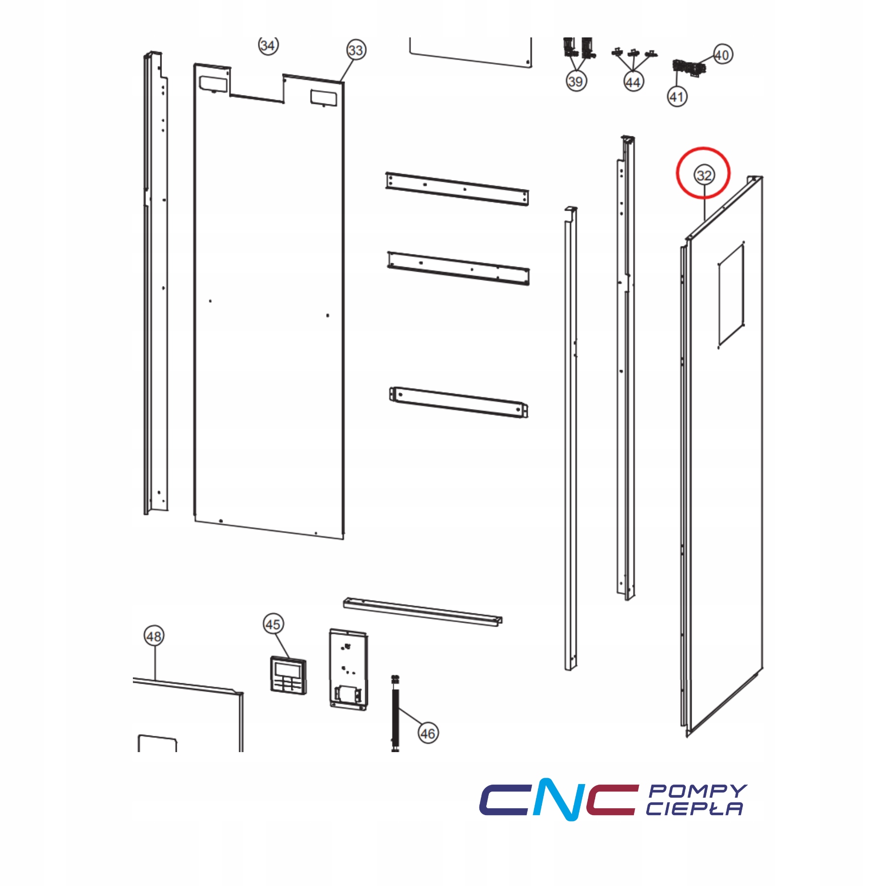 Panasonic ACXE04-11330A – Boczna płyta obudowy jedn. zewn. pompy ciepła