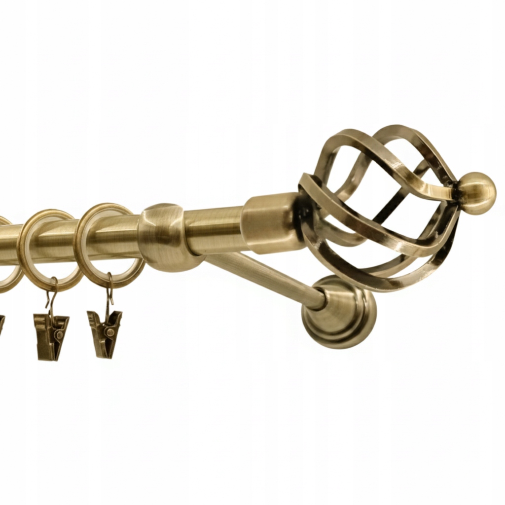 Jednoduchá Garnýž kovový fi16 žezlo Zlato Antik 320cm galvanizovaný