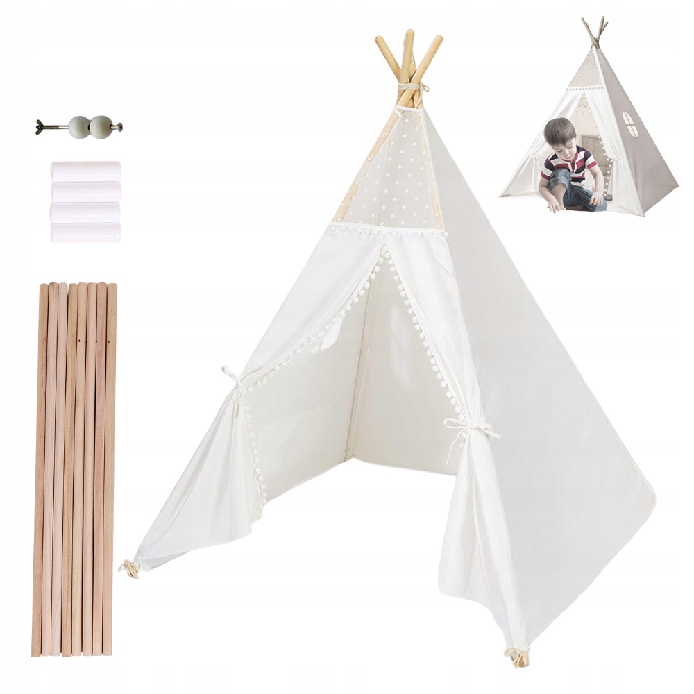 Domek Namiot Dla Dzieci Zamykany Tipi Teepee Wigwam Domowy Pokoju Bawełna