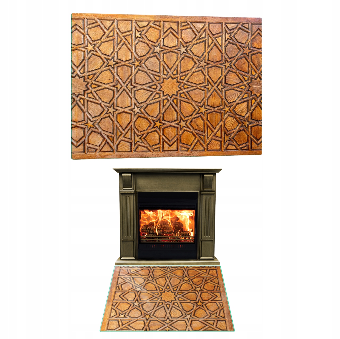 Tvrzené Sklo Podložka Krb Koza Rozměr 50x52 cm s Grafikou Mozaika