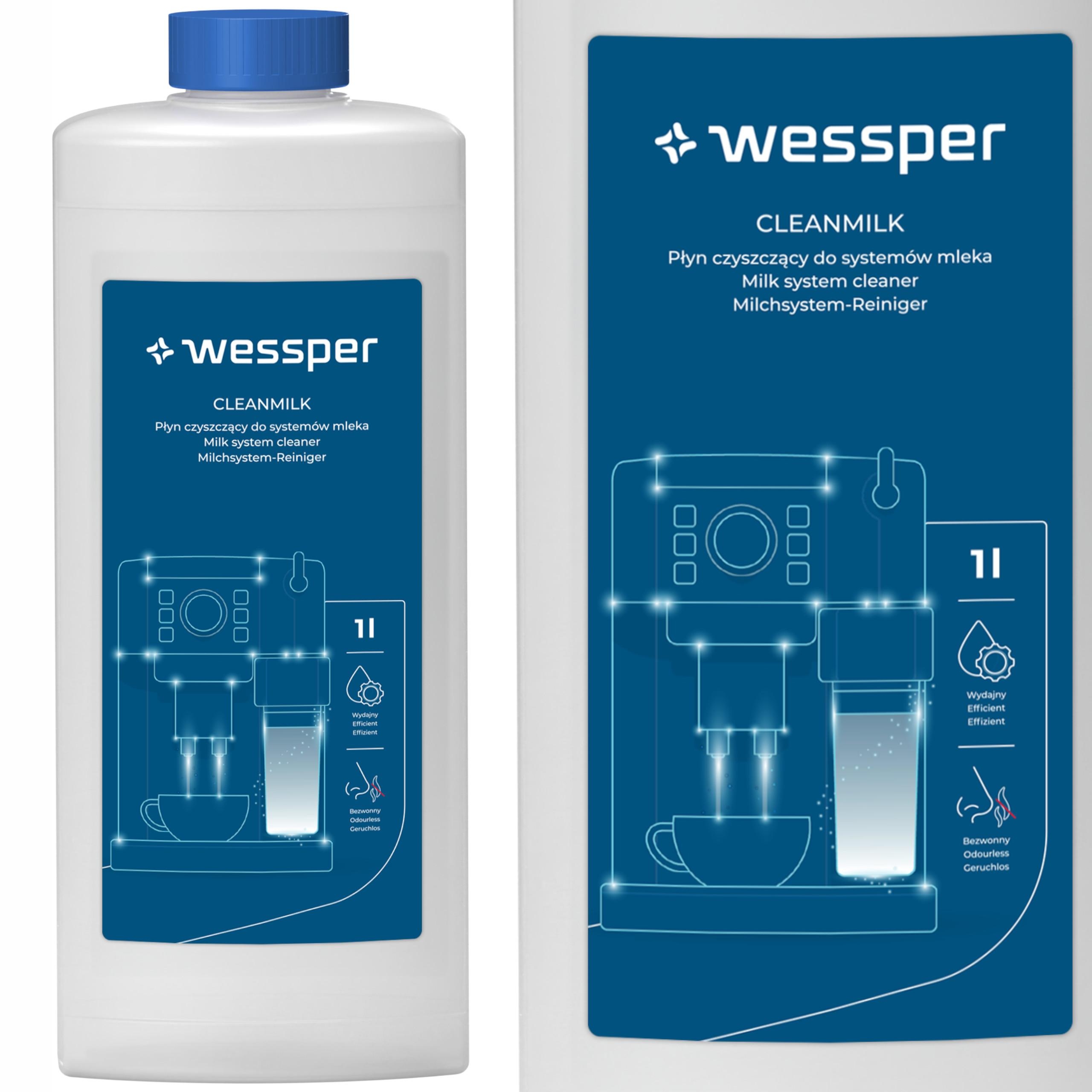Wessper płyn do czyszczenia systemu mleka w ekspresie 1000ml – usuwa osad