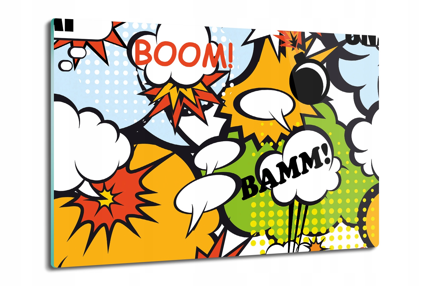 skleněná kuchyňská deska Dýmky s výrazy pop art 80x52
