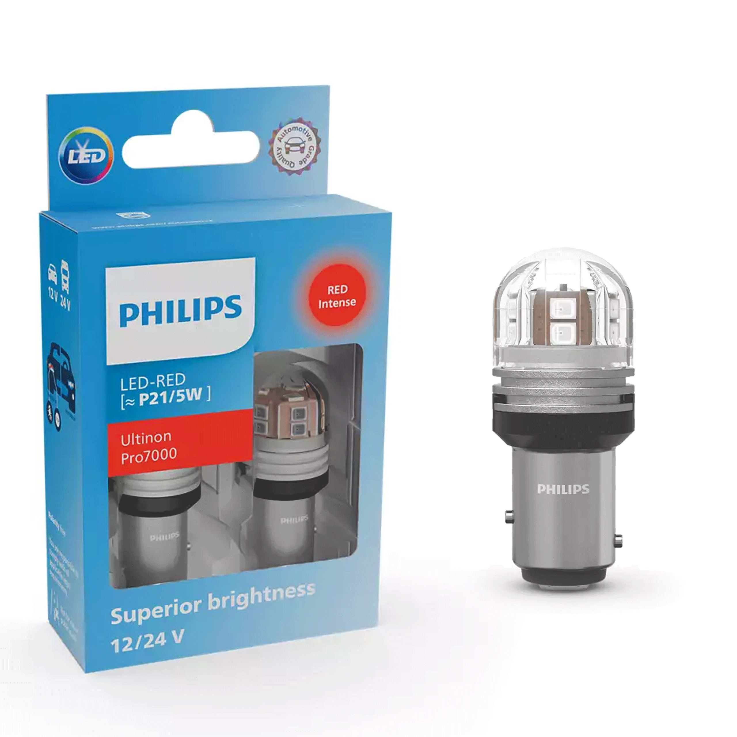 Philips Led Ultinon Pro7000 P21/5W Red RU70 12/24V X2 Czerwona Stop