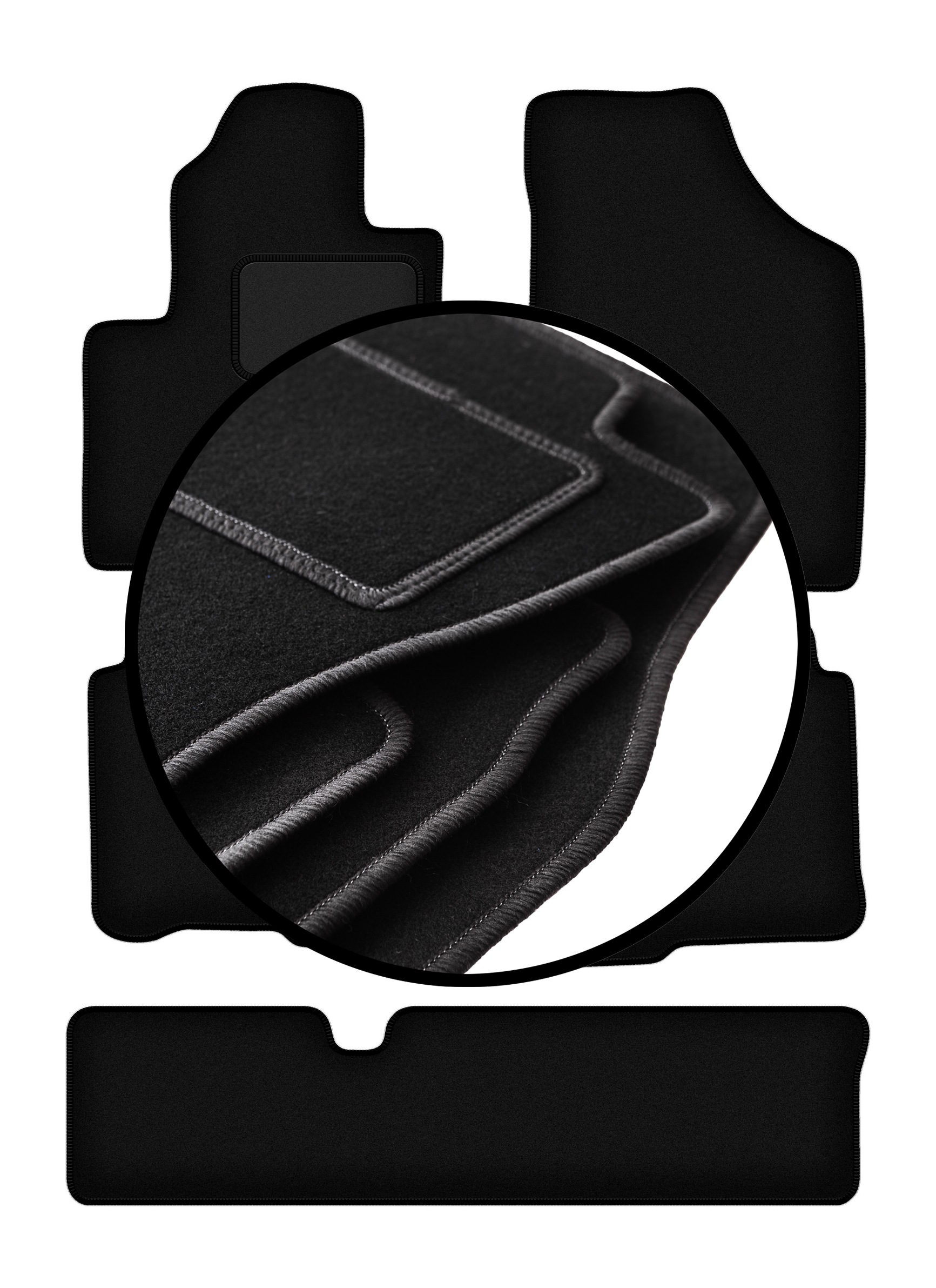 Velurové koberce komplet pro: Hyundai SantaFe II 7 osob (2006-2012)