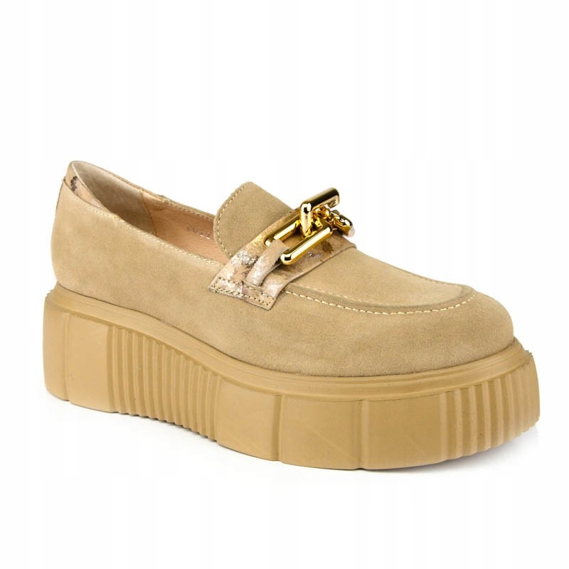 Simen 5073A Mokasíny Baletky Kůže Semiš Béžová 39