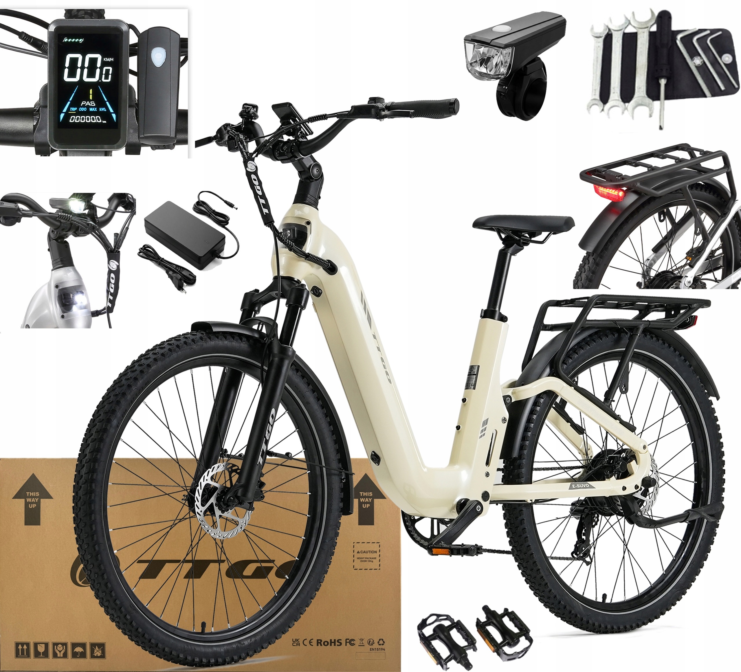 Ttgo E-suvo Elektrokolo 250W 70NM 25KM/H 15Ah 120KM Snímač momentu