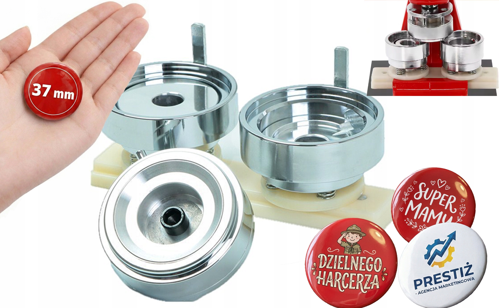 Forma, matryca do przypinek 37 mm Wkład do maszyny do buttonów, pinsów