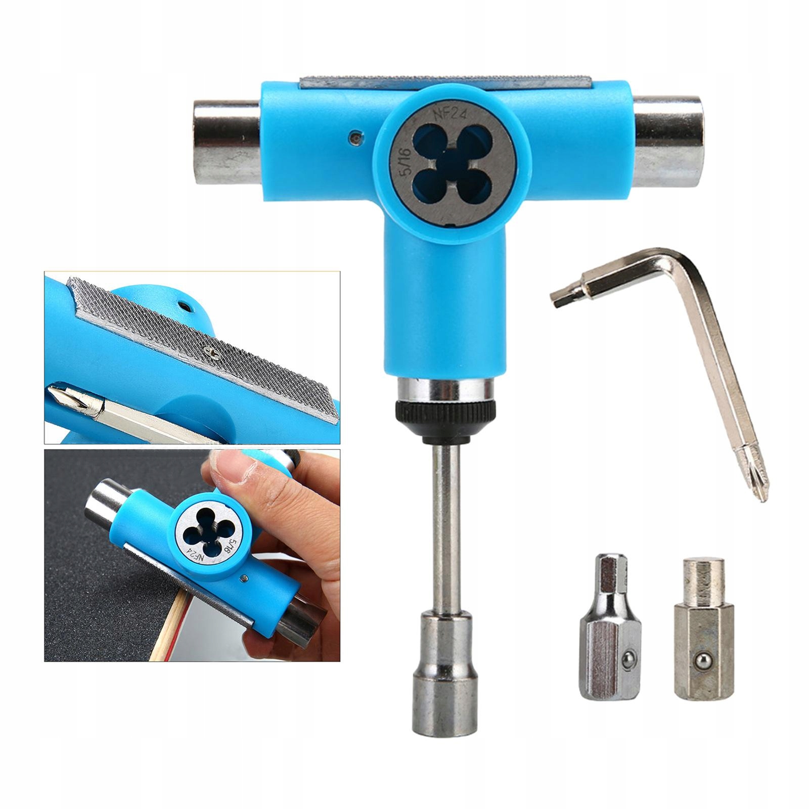 All in Skate Tool Wielofunkcyjna przenośna deskorolka T Tool Accessory Blue