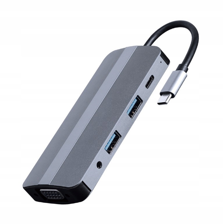 Adapter Usb-c 8w1, Hdmi, Usb-c, Pd, Vga, Usb 3.1, 2.0, audio, czytnik kart