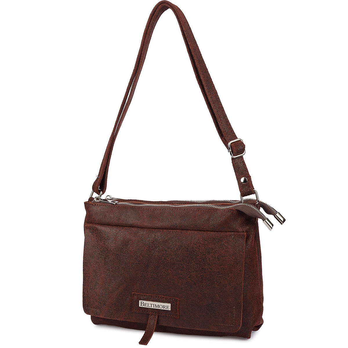 Dámská kožená kabelka přes rameno kabelka přes rameno elegantní Beltimore hnědá