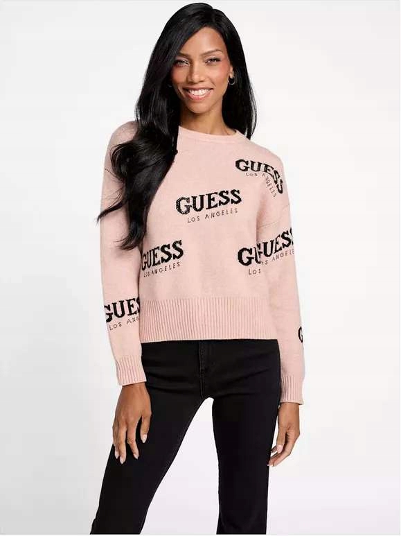 Guess dámský svetr Cateryn s kamínky růžový M