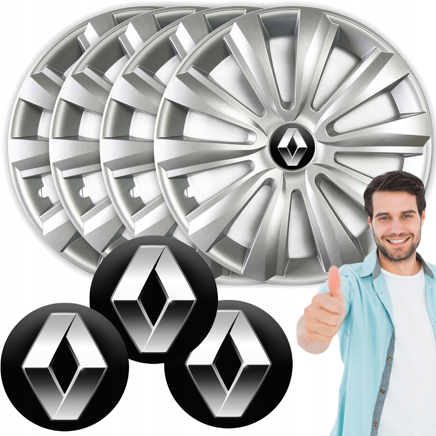 KOŁPAKI 15" DO RENAULT + KOMPLET 4szt DEKIELKÓW ZNACZKÓW PREMIUM! Rodzaj Uniwersalne