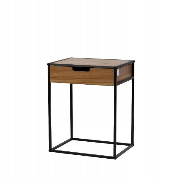 Noční stolek s zásuvkou – kovová konstrukce, loftový styl