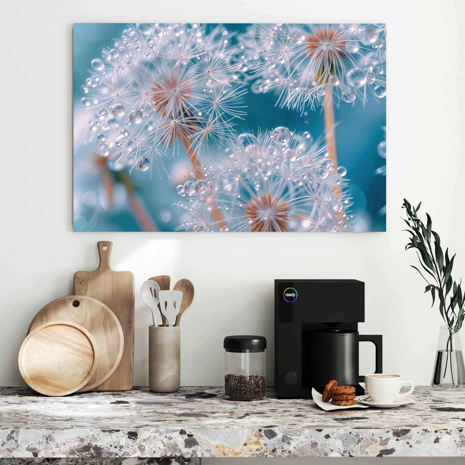 Magnetická tabule Kapky vody Pampeliška 90 × 60 cm