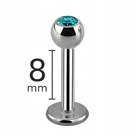 

Labret Z Turkusową Cyrkonią Stal 316L 1,2/8/4mm