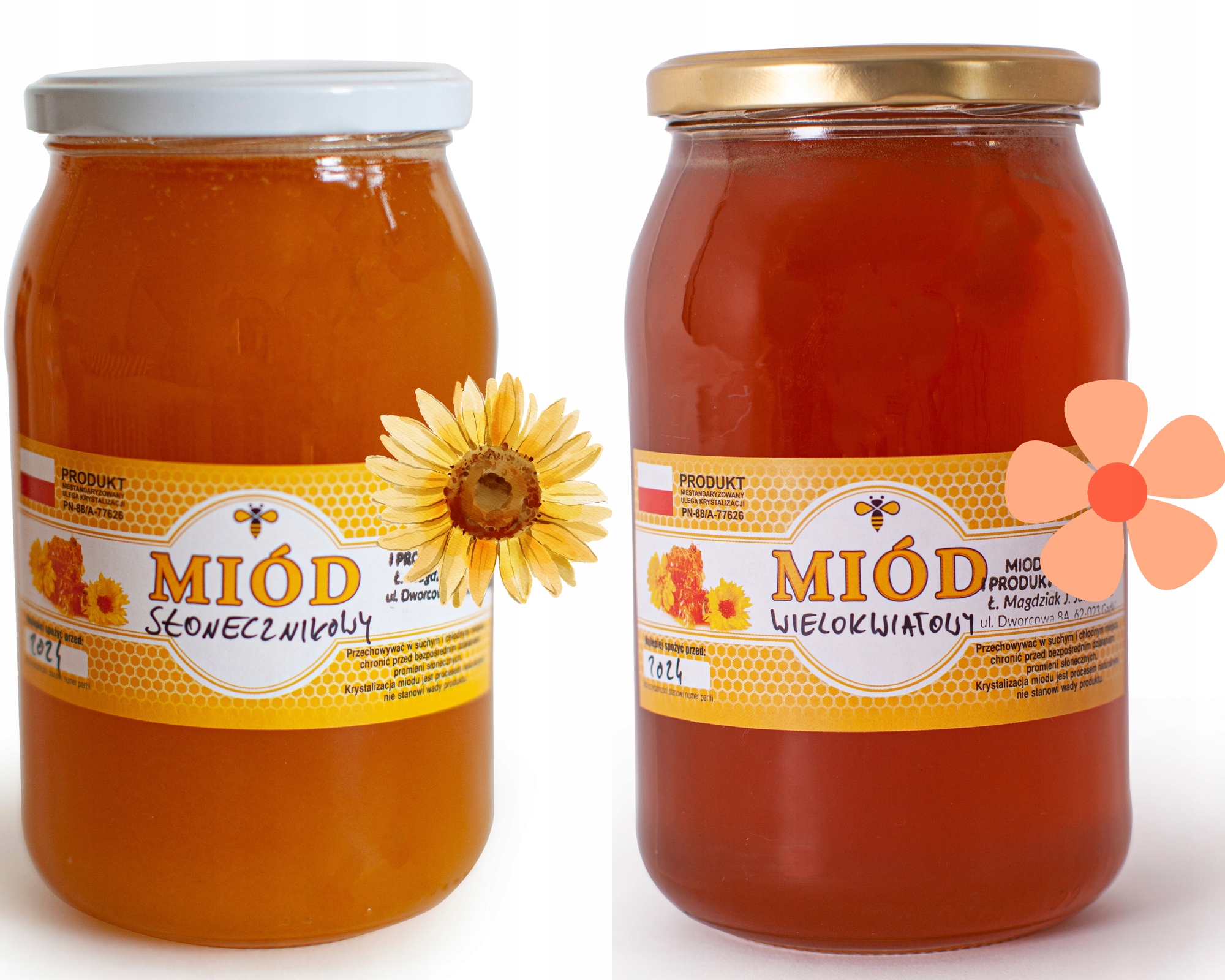 Slunečnicový a mnohokvětý med – sada 2 x 1 kg