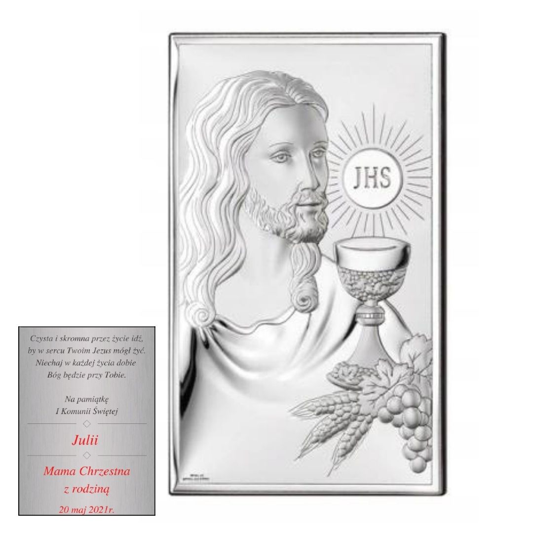 Obrázek Stříbrný suvenýr První Svaté Přijímání Vánoce 6,5x11 cm