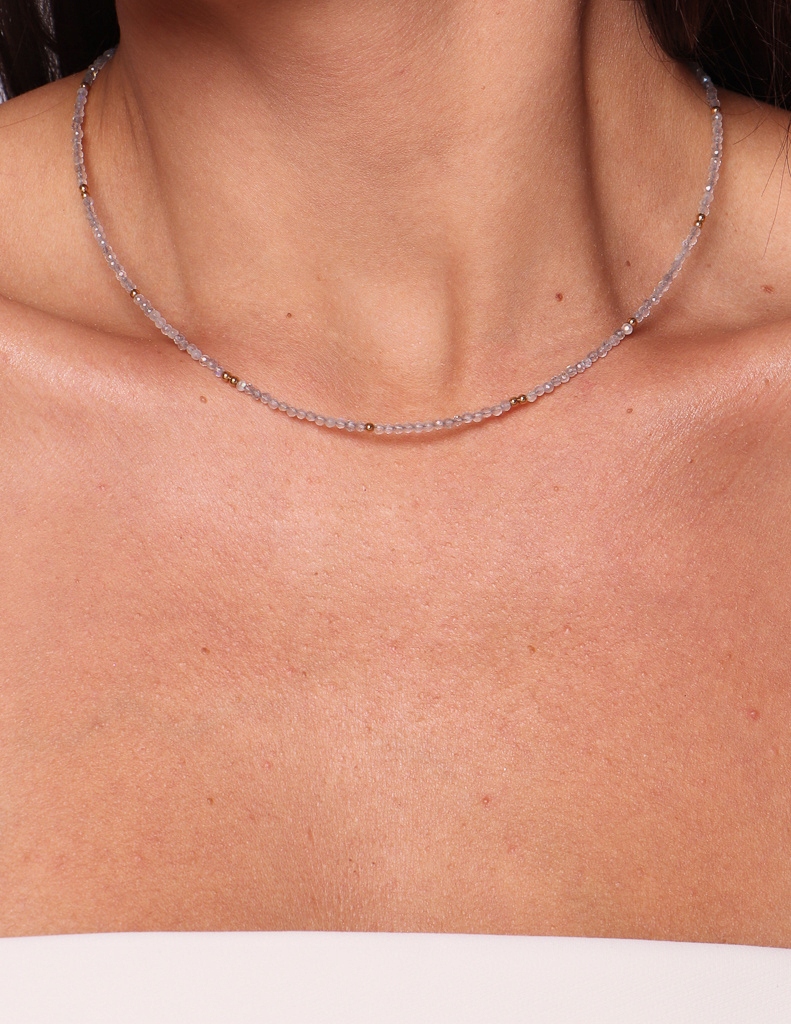 Náhrdelník choker z přírodních kamenů, labradorit